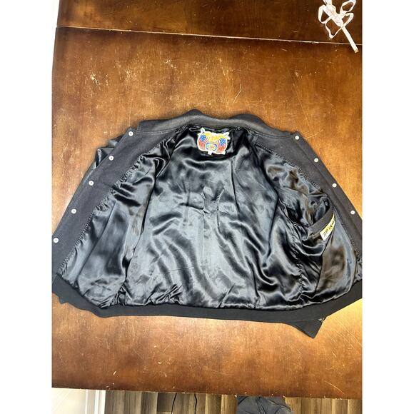 VTG 90s OGNER Motorcars Porche/Ferrari Jeff Hamilton Wool Leather Jacket - Picture 12 of 16